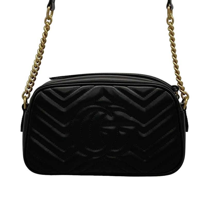 Gucci Shoulder Bag Ggmarmont 447632 Black Chain Shoulder Leather