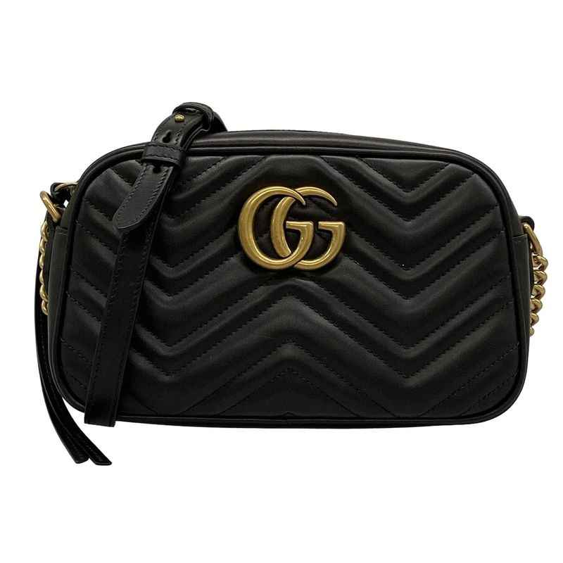 Gucci Shoulder Bag Ggmarmont 447632 Black Chain Shoulder Leather