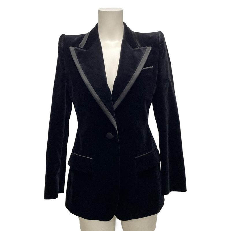 Gucci Jacket Size 38 S Women's Velvet Single Breasted Jacket 673899 Zahw8 Black