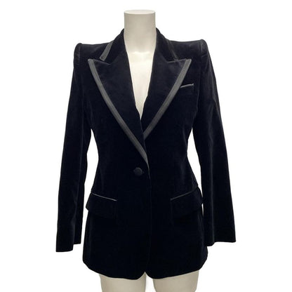 Gucci Jacket Size 38 S Women's Velvet Single Breasted Jacket 673899 Zahw8 Black