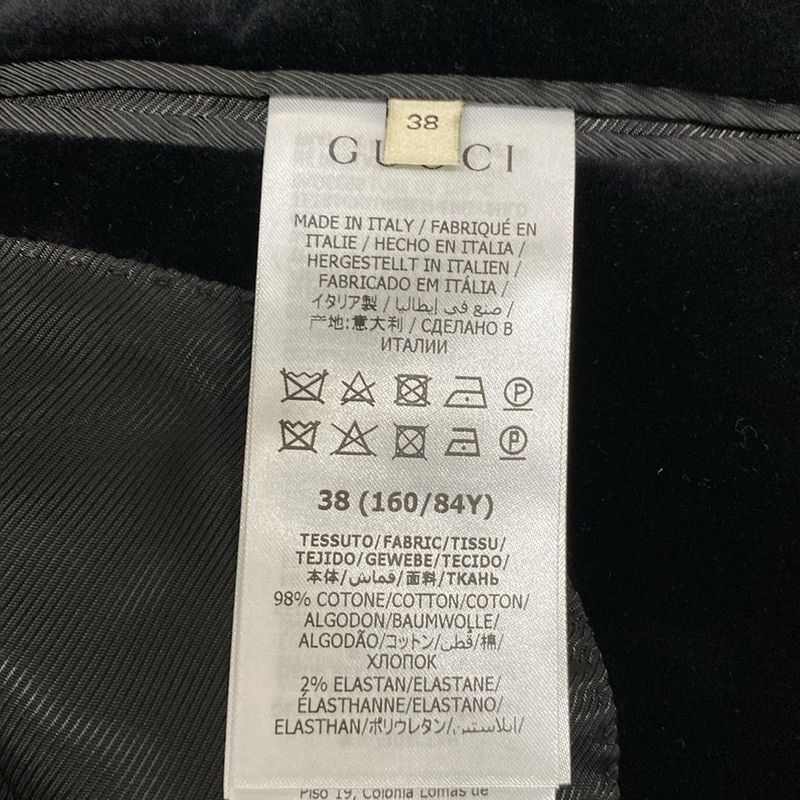 Gucci Jacket Size 38 S Women's Velvet Single Breasted Jacket 673899 Zahw8 Black