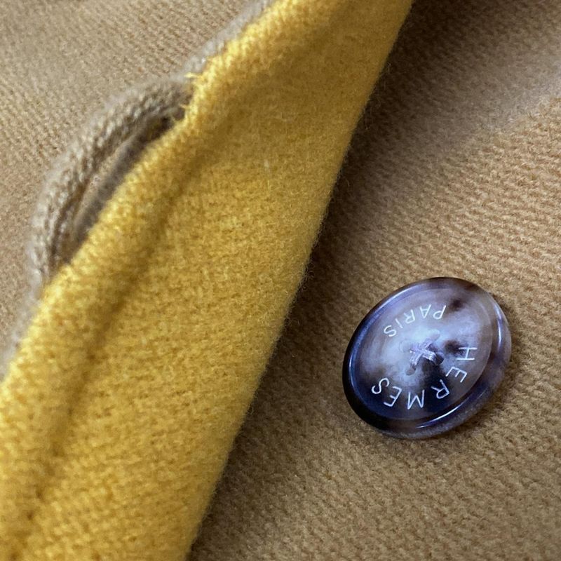 Hermes Coat Size 38 M Women's - Orange and Beige Reversible Winter Cashmere