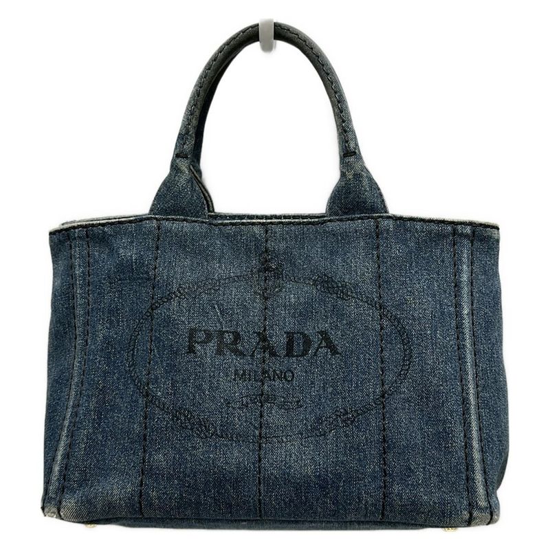 Prada Tote Bag Canapa Navy
