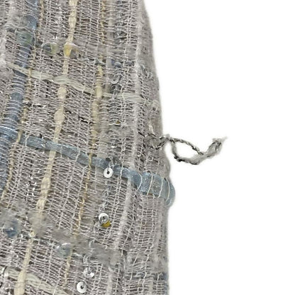 Chanel Jacket Size 42 L Women - P27799 Light Gray X Light Blue X Multi Tweed