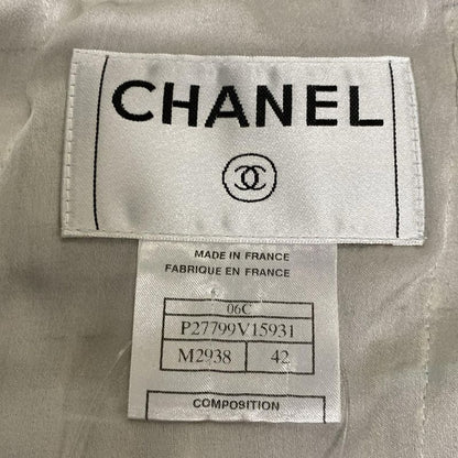 Chanel Jacket Size 42 L Women - P27799 Light Gray X Light Blue X Multi Tweed
