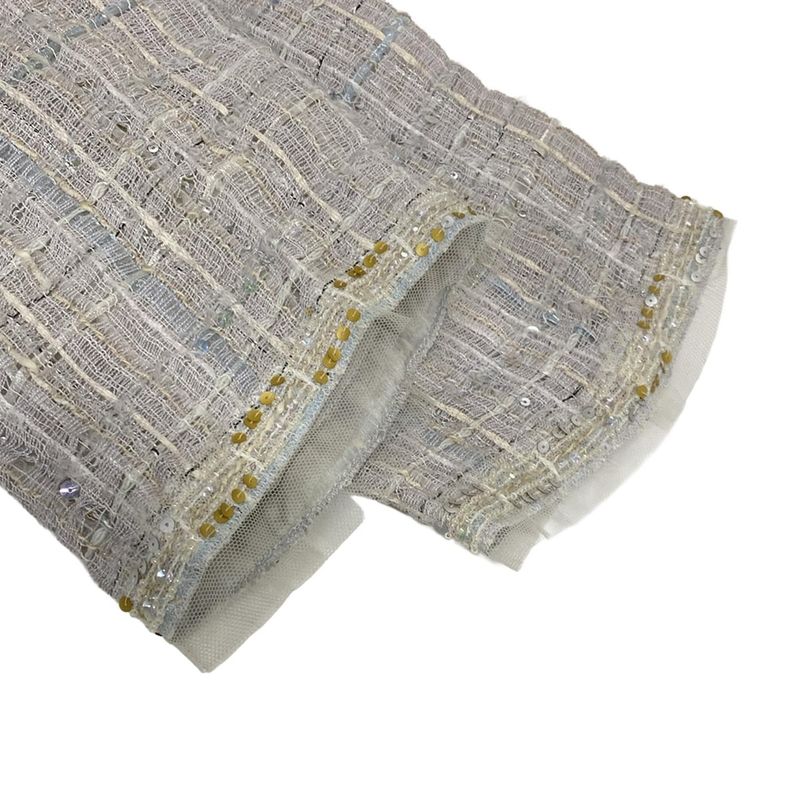 Chanel Jacket Size 42 L Women - P27799 Light Gray X Light Blue X Multi Tweed