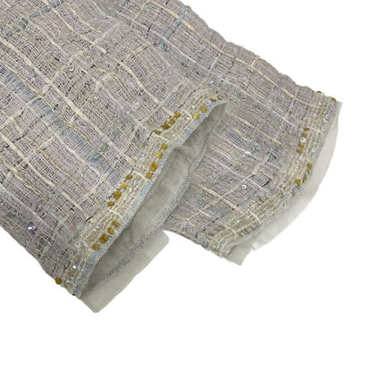 Chanel Jacket Size 42 L Women - P27799 Light Gray X Light Blue X Multi Tweed