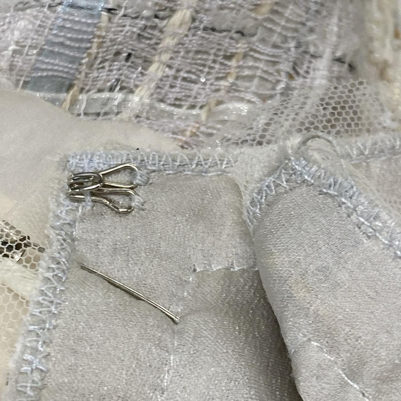 Chanel Jacket Size 42 L Women - P27799 Light Gray X Light Blue X Multi Tweed