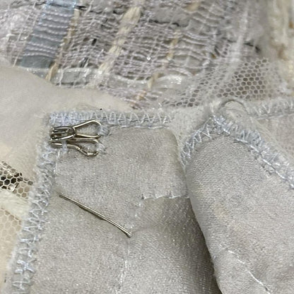 Chanel Jacket Size 42 L Women - P27799 Light Gray X Light Blue X Multi Tweed