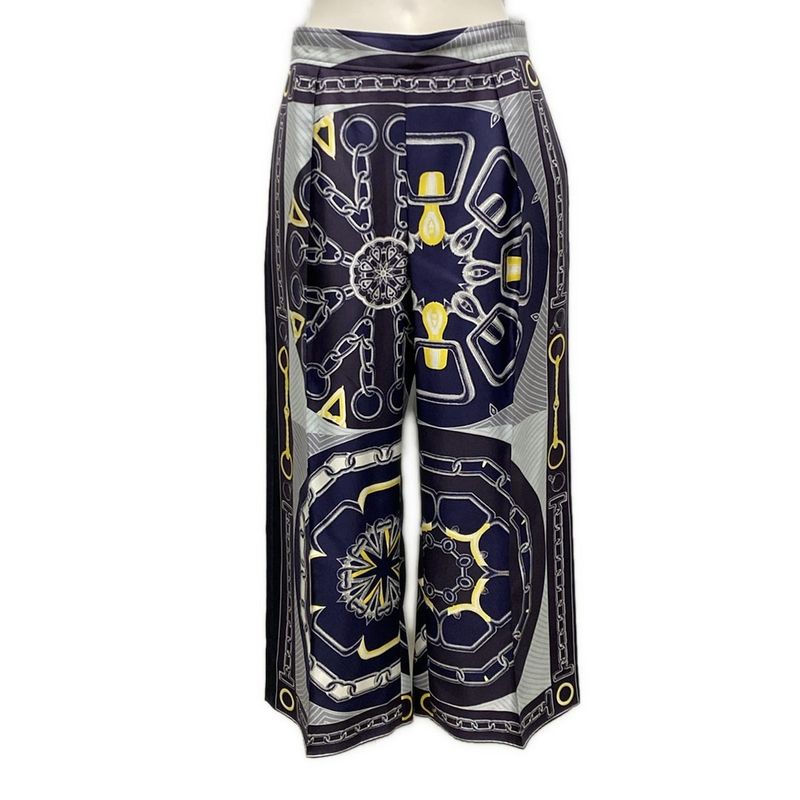 Hermes Pants Size 38 M Women's - 4h0477dw Navy X Gray X Yellow Cropped (half
