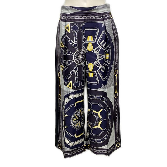 Hermes Pants Size 38 M Women's - 4h0477dw Navy X Gray X Yellow Cropped (half