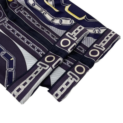 Hermes Pants Size 38 M Women's - 4h0477dw Navy X Gray X Yellow Cropped (half