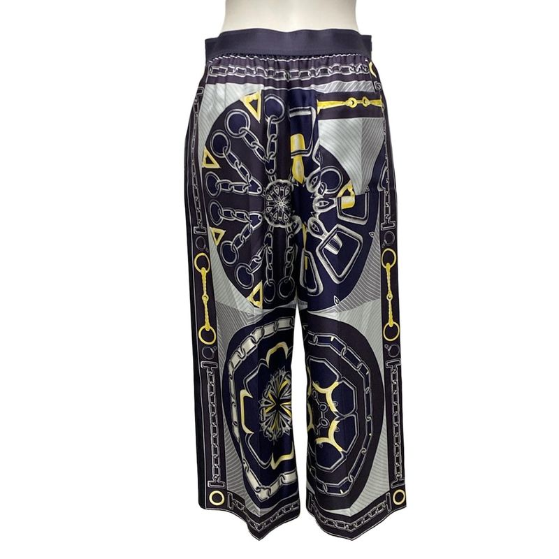Hermes Pants Size 38 M Women's - 4h0477dw Navy X Gray X Yellow Cropped (half