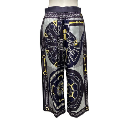 Hermes Pants Size 38 M Women's - 4h0477dw Navy X Gray X Yellow Cropped (half