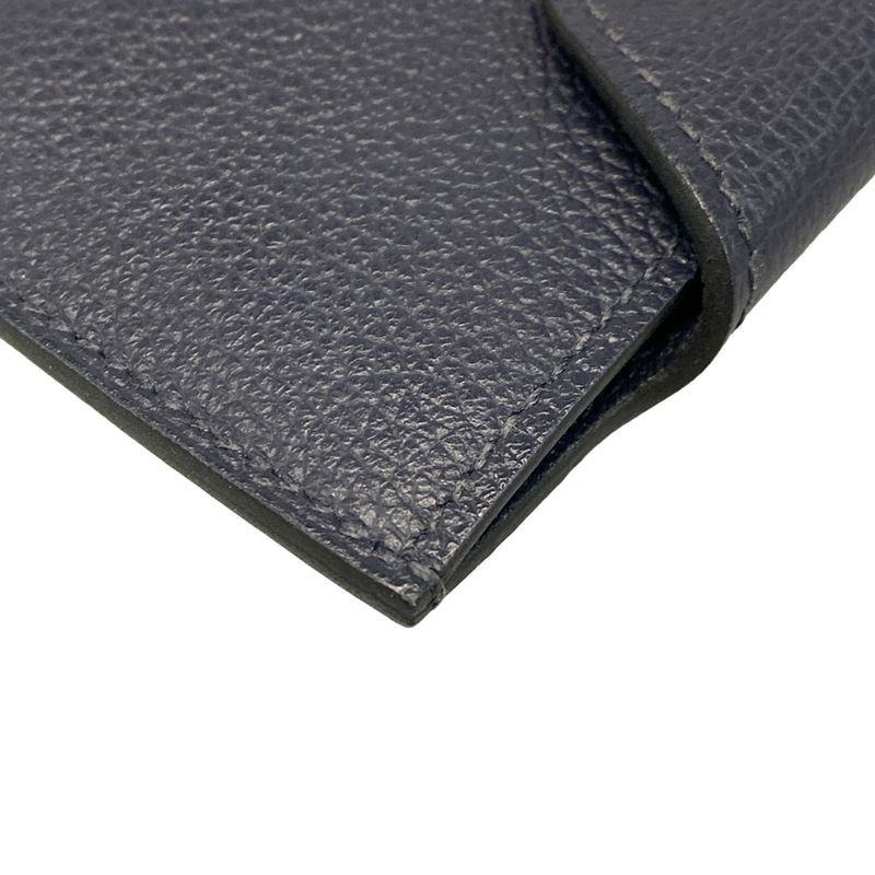 Hermes Card Case Iliade Dark Navy Silver Hardware