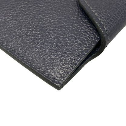 Hermes Card Case Iliade Dark Navy Silver Hardware