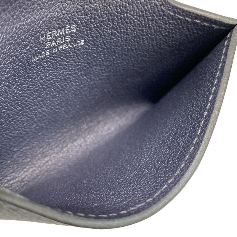 Hermes Card Case Iliade Dark Navy Silver Hardware