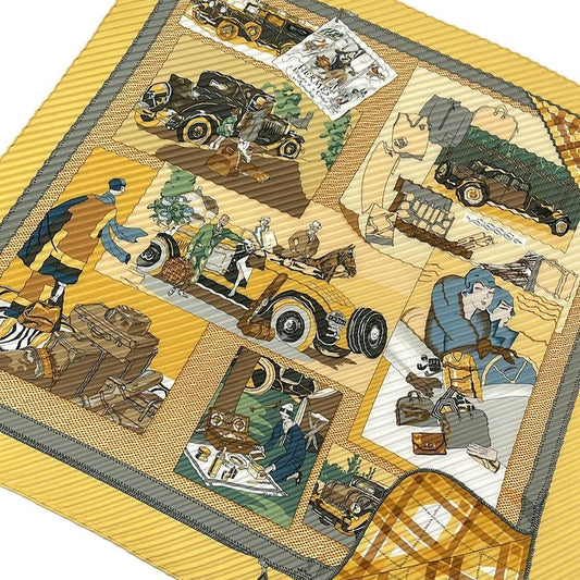 Hermes Scarf Carre Presse Yellow X Brown X Multi L Elegance Et le Confort En