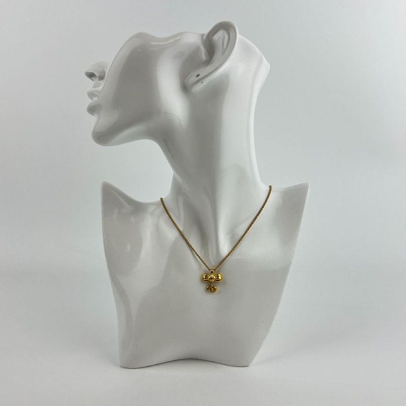 Dior Necklace Pendant Logo Gold Vintage