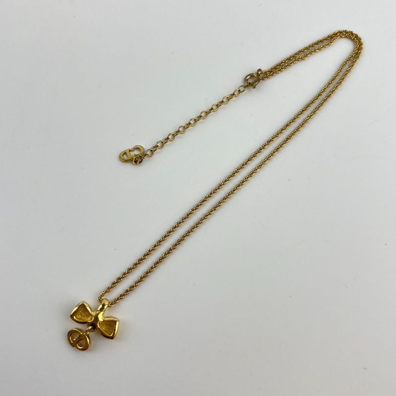 Dior Necklace Pendant Logo Gold Vintage