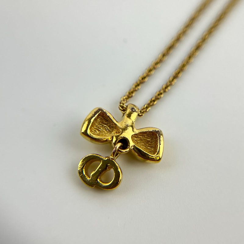 Dior Necklace Pendant Logo Gold Vintage