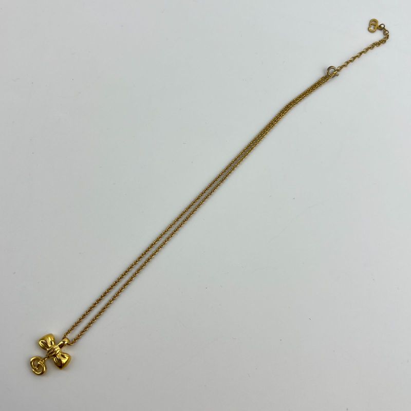 Dior Necklace Pendant Logo Gold Vintage