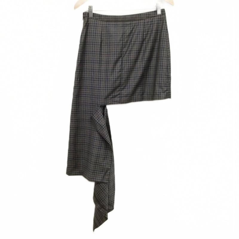Balenciaga 2016 Wool Check Skirt Modified 38 Charcoal