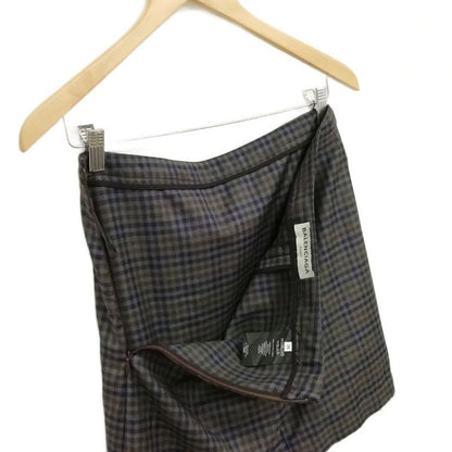 Balenciaga 2016 Wool Check Skirt Modified 38 Charcoal