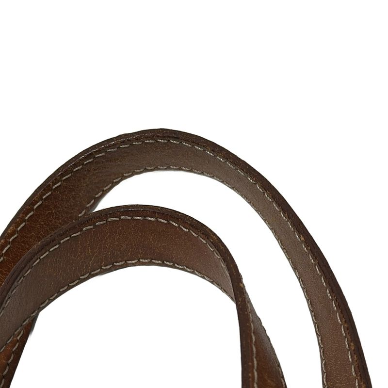 Celine Tote Bag Macadam Pattern Dark Brown and Brown Leather