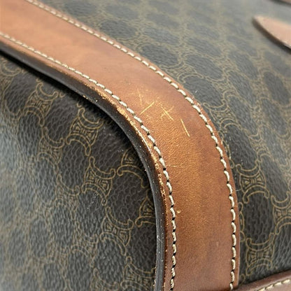 Celine Tote Bag Macadam Pattern Dark Brown and Brown Leather