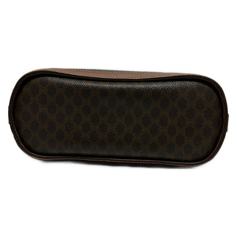 Celine Tote Bag Macadam Pattern Dark Brown and Brown Leather