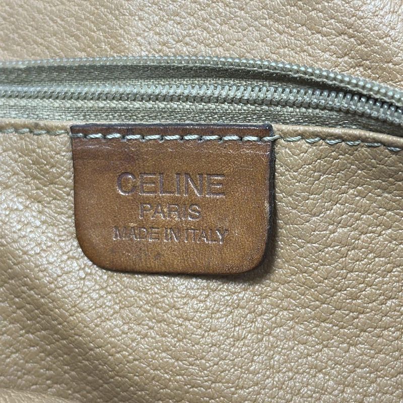 Celine Tote Bag Macadam Pattern Dark Brown and Brown Leather