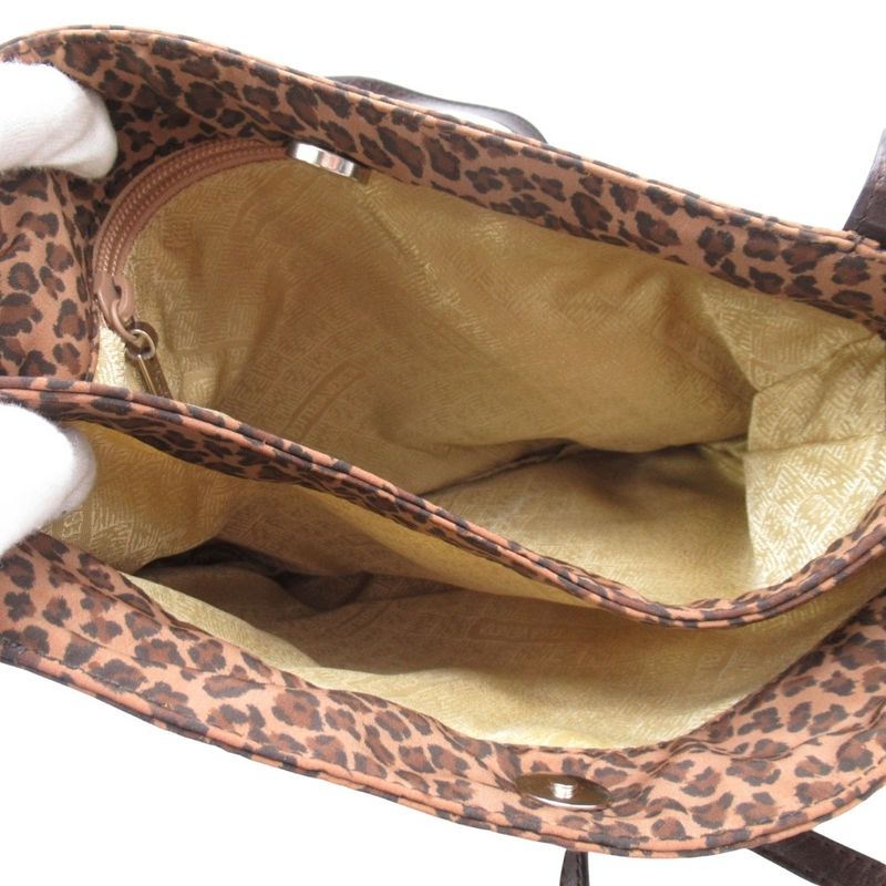 Vintage Bottega Veneta Leopard Pattern Tote Handbag Purse Bag Brown Ladies Used