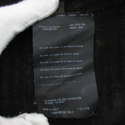 Prada Wool Tweed No Collar Jacket Skirt Setup 40 Green Ladies Preowned Used