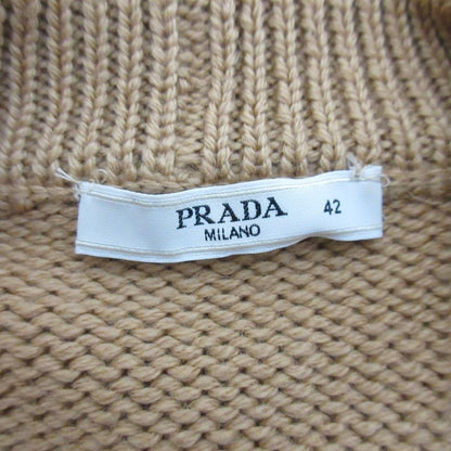 Good Prada Ruffle Pocket Knit Cardigan Size 42 Camel Women's Used