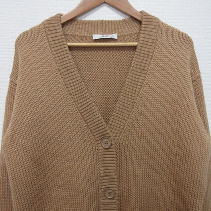 Good Prada Ruffle Pocket Knit Cardigan Size 42 Camel Women's Used