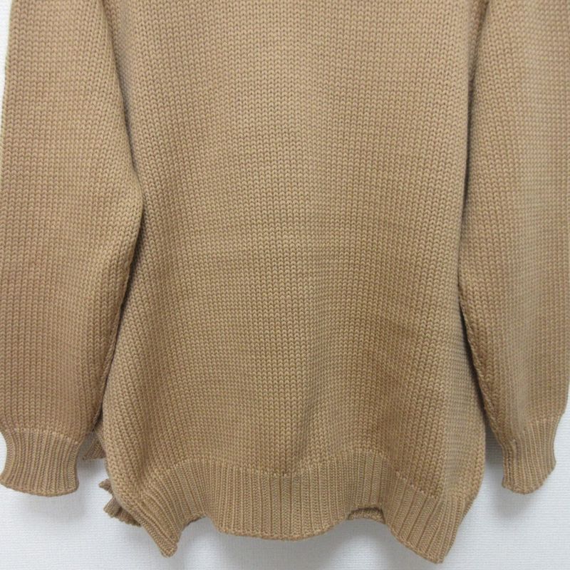 Good Prada Ruffle Pocket Knit Cardigan Size 42 Camel Women's Used