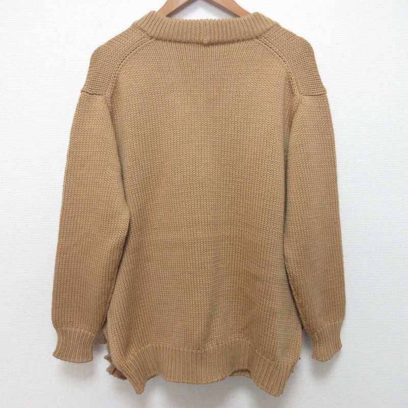 Good Prada Ruffle Pocket Knit Cardigan Size 42 Camel Women's Used