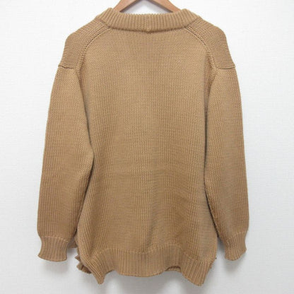 Good Prada Ruffle Pocket Knit Cardigan Size 42 Camel Women's Used