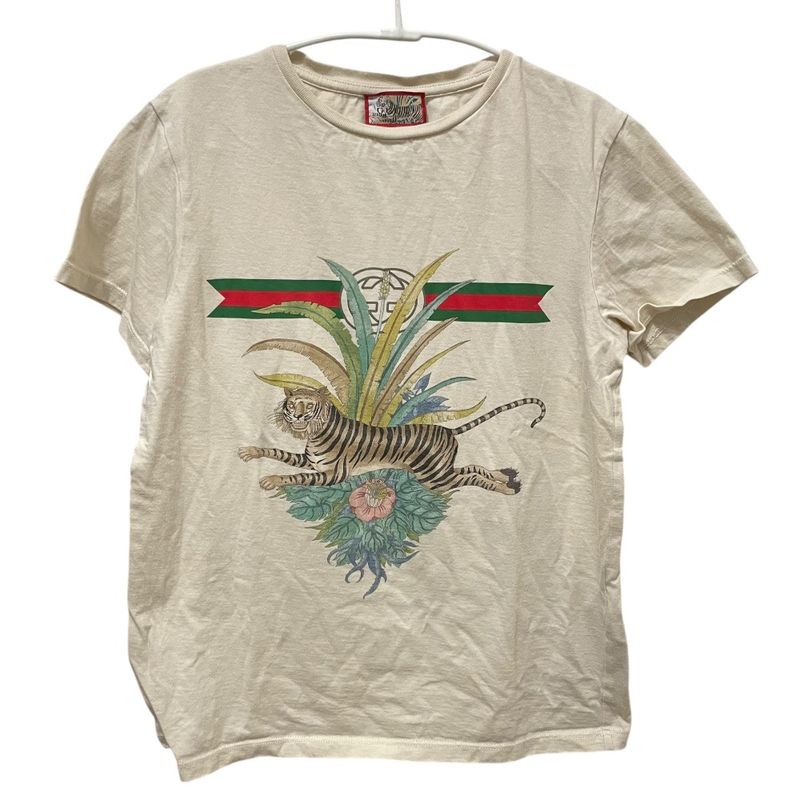 Gucci Tiger Taiga Print Sherry Line Short Sleeve Crew Neck T-Shirt Cut and Sewn