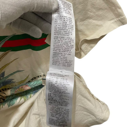 Gucci Tiger Taiga Print Sherry Line Short Sleeve Crew Neck T-Shirt Cut and Sewn