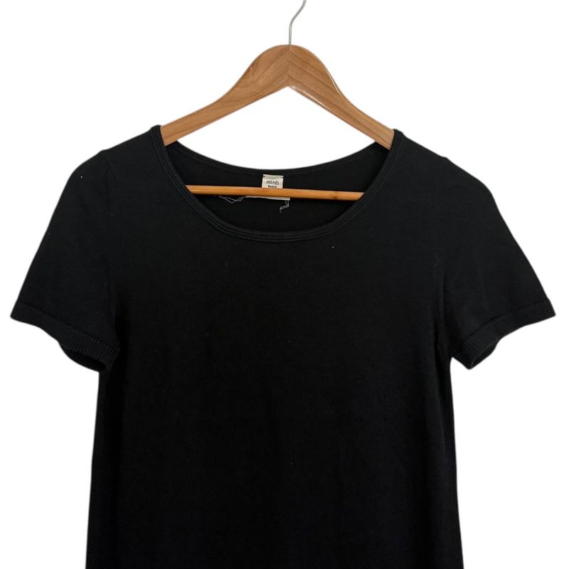 Hermes Short Sleeve Knee Length Knit Dress Size 34 Black Women's Preowned Used