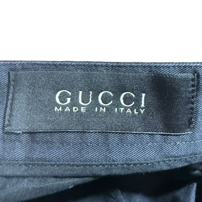 Good Gucci College Chinos Pants Size 48 Navy Men's Used