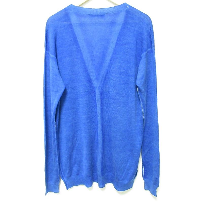 Prada Wool Silk Blend V-Neck Knit Cardigan Size 44 Blue Women's Preowned Used