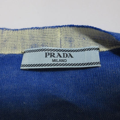 Prada Wool Silk Blend V-Neck Knit Cardigan Size 44 Blue Women's Preowned Used