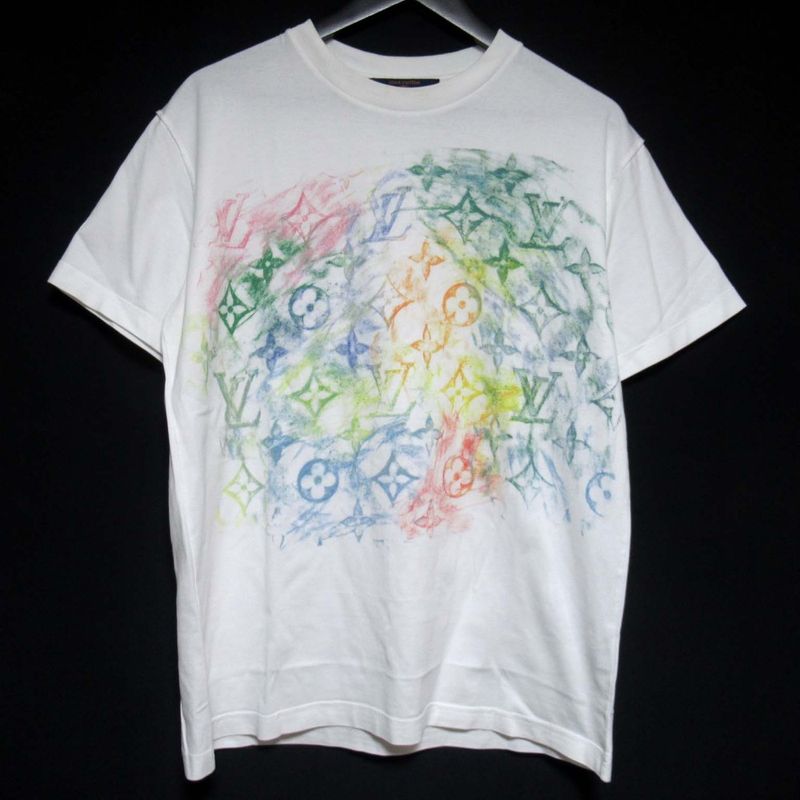 Louis Vuitton Pastel Monogram Print T-Shirt Hky17w S Size White Mens Used