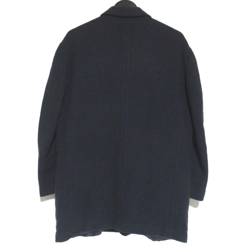 Hermes 100% Cashmere Stainless Steel Collar Coat Jacket Size 48 Navy Men's Used