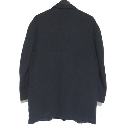 Hermes 100% Cashmere Stainless Steel Collar Coat Jacket Size 48 Navy Men's Used