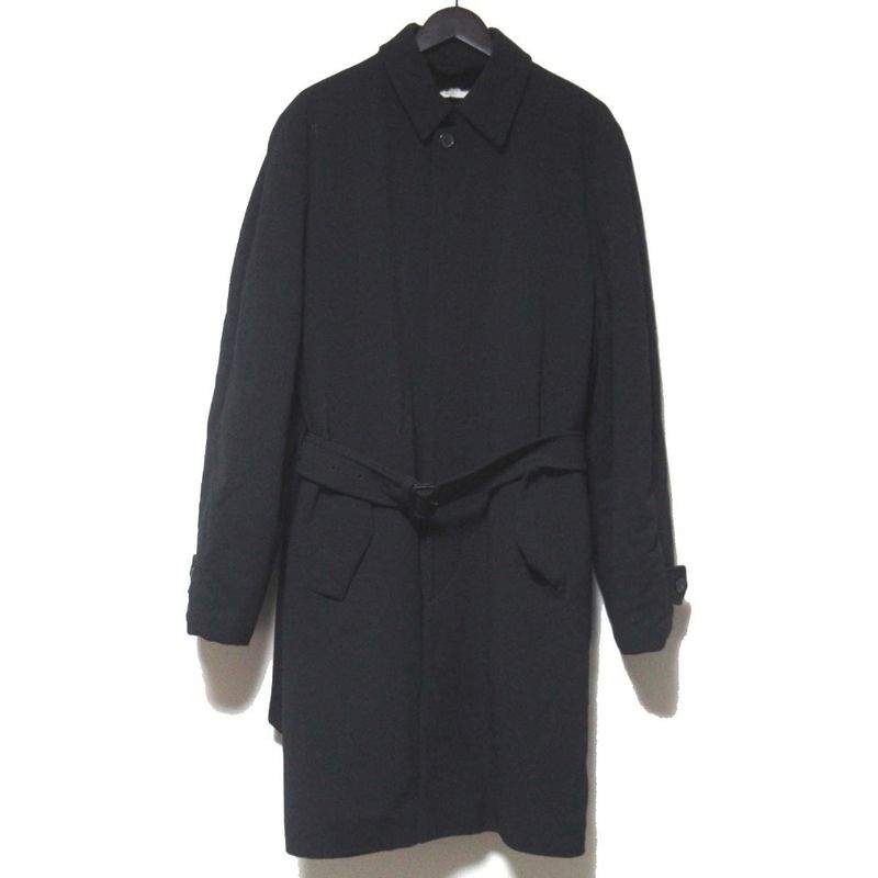 Good Prada Weasel Fur Liner Virgin Wool Stencil Collar Coat L Size Black Mens