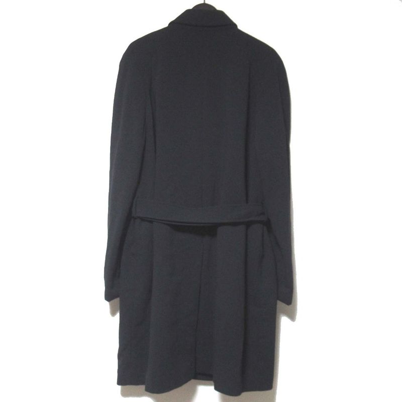 Good Prada Weasel Fur Liner Virgin Wool Stencil Collar Coat L Size Black Mens